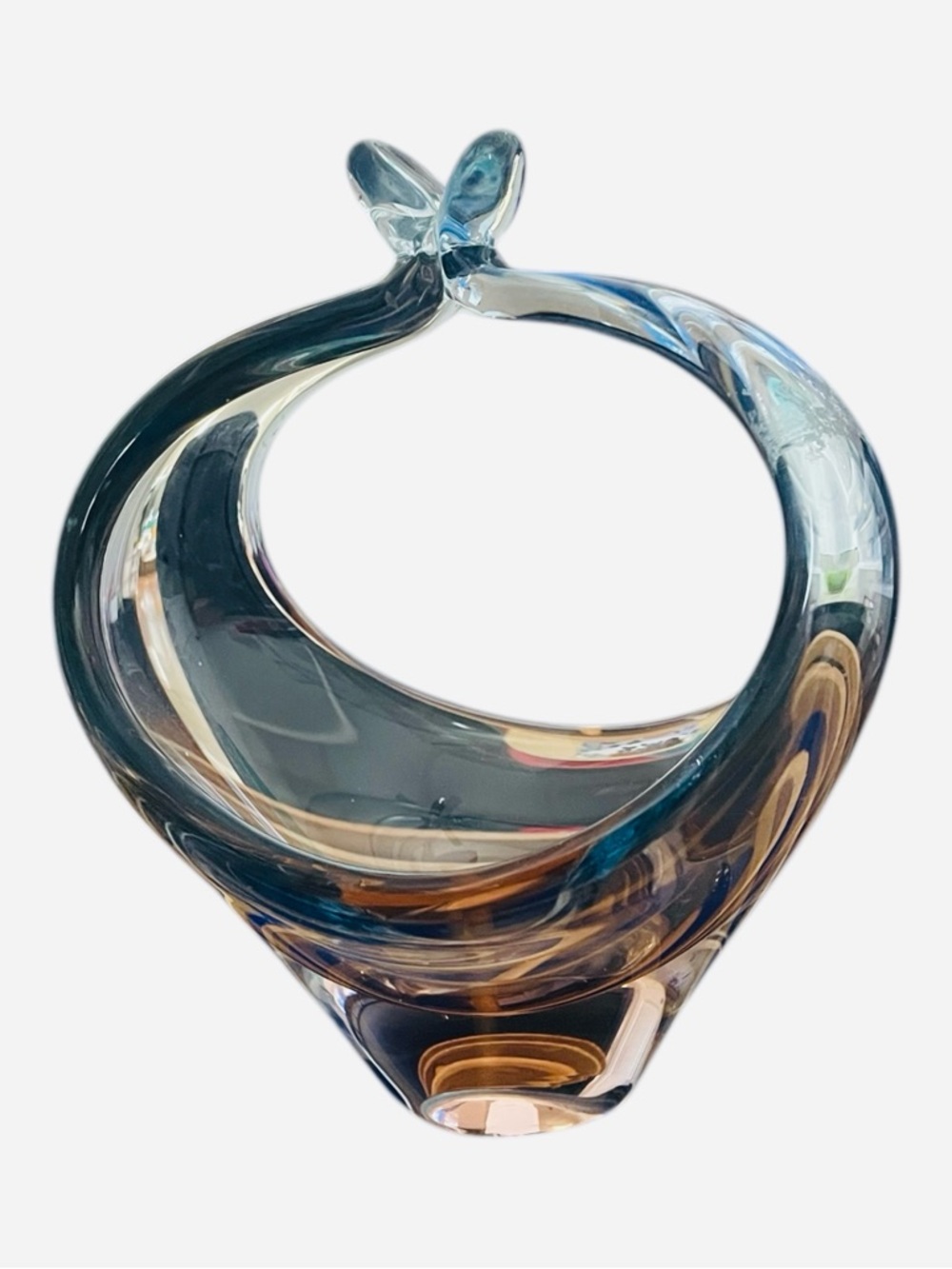 MCM  Sommerso Art Glass Sculptural Basket